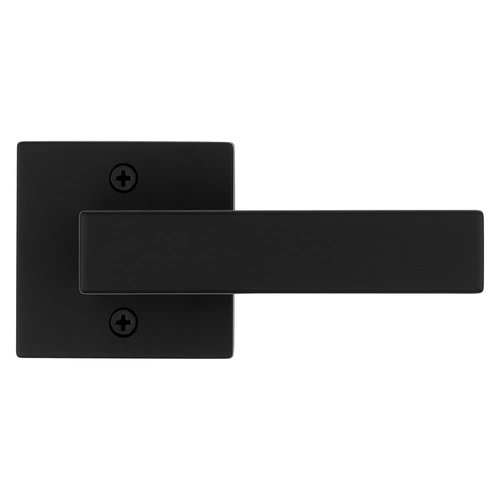 Kwikset Singapore Dummy Door Handle, Single Sided Lever for Closets, French Double Doors, and Pantry, Matte Black Non-Turning Reversible Interior Push/Pull Lever, with Microban Protection