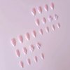 White French Tip Press on Nails Almond - WLGDLH Pink Fake Nails Short French Pearls False Nails Cute Bow Nail Charms Designs Nail Tips Acrylic Full Cover Glue on Nails for Women Girls 24 Pcs