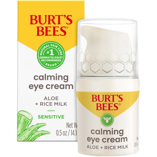 Burt's Bees Stocking Stuffers, Calming Eye Cream With Aloe and Rice Milk, Moisturizes Without Causing Redness or Irritation, 98.7 Percent Natural Origin Skin Care Christmas Gifts, 0.5 oz. Bottle