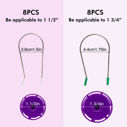 Vin Beauty Hot Curler Clips Replacement Kit, 16 Pieces Hot Roller Clips for Electric Rollers Travel Hot Roller Securing Pins Fits 1½”, 1¾" Size Hair Hot Rollers (8 PCS 1½”,8 PCS 1¾")