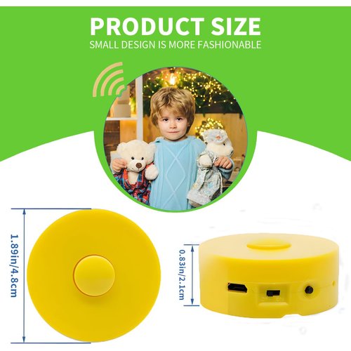 JRGKJCP 16 Minutes Voice Recorder, Record Custom Message for Plush Toy, Stuffed Bear Toy, Baby Doll Toy, and Pillow (2Pack + Yellow)