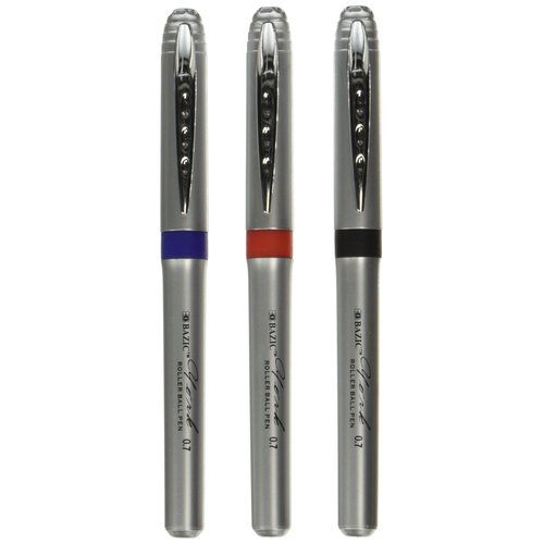 BAZIC York Asst. Color Jumbo Rollerball Pen w/ Grip (3/Pack)