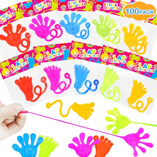 Sticky Hands Bulk Party Favors Supplies Toys Gifts for Kids (100 PCS),Valentines Goodie Bag Stuffer Fillers for Toddlers,Class Non Candy Treats Prizes Mardi Gras Parade Throws Giveaways for Boys Girls