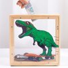 Piggy Bank for Kids, Wooden Money Coin Bank for Boys and Girls, Dinosaur Unicorn Piggy Banks with DIY Stickers for Birthday, Easter Gifts (Green)
