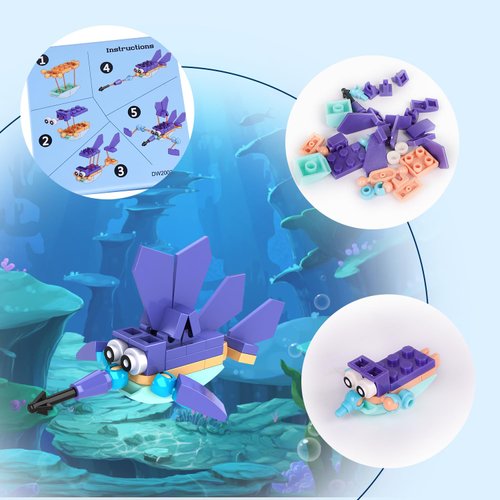 WinGift 12 In 1 Pre Filled Sea Creatures Building Block Set-12 Pcs Mini Building Blocks Toys, STEM Building Blocks Toys, Classroom Prize Toys, Party Favor for Kids,Birthday,Goodie Bags,Carnival Prizes
