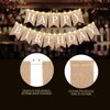 Breling 2 Pieces Burlap Happy Birthday Banner Flags and 2 Pieces Mini LED Fairy Lights Battery Rustic Birthday Banner Garland Bunting for Adult Women Men Birthday Party Decoration Fireplace Supplies