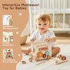 Ikubigu Wooden Activity Cube - 8 in 1 Montessori Toys Boys Girls, Multipurpose Educational Learning Toys for Toddlers Baby Activity Cubes with Animal Tourism Bus Theme