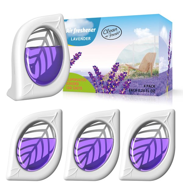 Air Freshener for Home, 4 Pack, Lavender, Odor Eliminator for Small Area Closets Bathroom Pets Strong Odor, Up to 120 Days