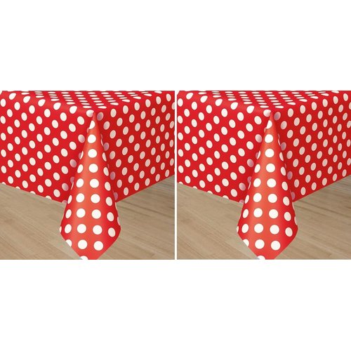 Ruby Dots Rectangular Plastic Table Cover (54" x 108") 1 Count - Elegant Design & Premium Quality, Ideal For Parties, Events & Everyday Use