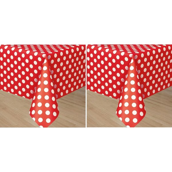 Ruby Dots Rectangular Plastic Table Cover (54" x 108") 1 Count - Elegant Design & Premium Quality, Ideal For Parties, Events & Everyday Use