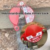 Gate Valve Lockout and Safety Padlock, 1Set, Hose Bib Lock for Outdoor Faucet Knob/Water Spigot/Propane Tank, 1 to 2-1/2 in Dia Valve Handles, Plastic Red Secure Lock Device for Outside Garden Valve