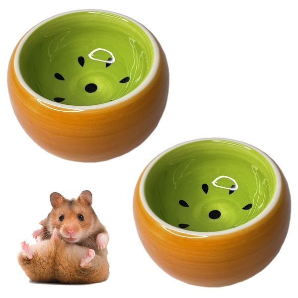 Hamster Bowl, Ceramic Guinea Pig Water Bowl Small Animal Food Dish for Syrian Hamster Rabbit Gerbil Chinchilla Hedgehog Sugar Glider Rat (2 Pcs)