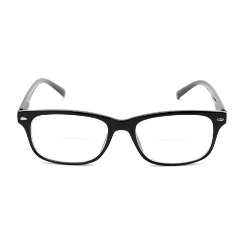 Readers Readers.com Reading Glasses: The Williamsburg Bifocal, Plastic Retro Square Style for Men and Women - Black, 1.75