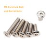 binifiMux 50pcs M8x20mm/25mm/30mm/35mm/40mm Rivet Countersunk Hex Socket Cap Bolts and Hex Head Barrel Nuts Assortment Kit for Furnitures Cribs Chairs, Nickel Plated