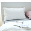 CAWANFLY Pom Pom Fringe Pillow Cases, Tassel Sham Set King Size Bedding Pillow Covers, 20x36inches, Set of 2 (White)
