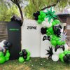 144Pcs Video Game Balloon Arch Garland Kit Green Black Silver Explosion Star Game Controller Mylar Balloons for Boys Kids Game On Level Favor Theme Birthday Party Decorations
