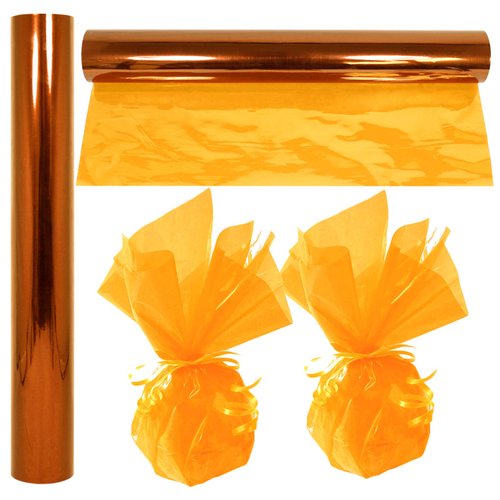 AnapoliZ Cellophane Wrap Roll Gold | 100’ Ft Long X 16” in. Wide | 2.3 Mil Thick Transparent Gold | Gifts, Baskets, Treats Cellophane Wrapping Paper | Colorful Cello Décor, Gold Party Decorations