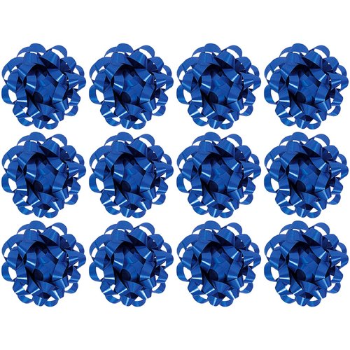 The Gift Wrap Company Decorative Confetti Gift Bows, Medium, Royal, pack of 12