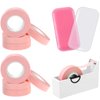 10 Rolls Eyelash Extension Tape Breathable Lash Tape Beauty Eyelash Tape Fabric Tape, 2 Pieces Silicone Eyelash Pad with Tape Cutter Dispenser for Eyelash Extension Supply (Pink)