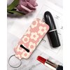 KLLRO RUO Chapstick Holder Keychain Fashion Lipstick Sleeve Lip Balm Portable Pocket Lip Gloss Tube Holder Clip-on Makeup Travel Accessories - Pink Flower
