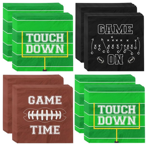 Football Paper Napkins Football Party Supplies Football Birthday Disposable Napkins Decorations for Events Football Frenzy Game Time Tailgate Sports Luncheon Party Favors,3 Design