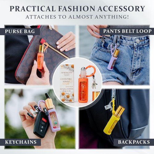 APARASCENT Chamomile Neroli Organic Cuticle Oil Roll-On Hydration & Strength w/Coconut MCT, Jojoba & Rosehip for Dry Nails, Travel Size Roller, Moisturizing Serum Treatment for Radiant Nails