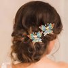 BARTOSI Butterfly Hair Clips Orange Butterflies Hair Barrettes Pearl Bridal Hairpin Bride Wedding Hair Accessories for Women (Pack of 2)