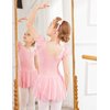 Arshiner Girls Ruffle Sleeve Ballet Dance Dress Tutu Skirted Leotard, 4-5 Years, Ballet Pink
