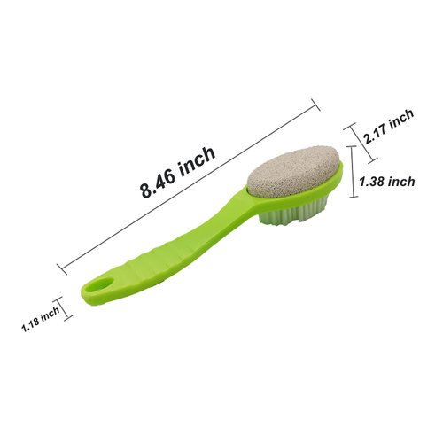 Foot Stone Brush Exfoliating Brush Shower Foot Srubber with Pumice（1 Green）