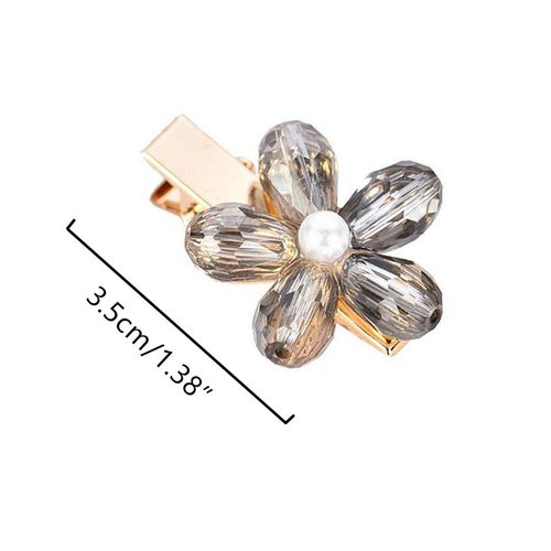 MIAO JIN 12Pcs Crystal Hair Clips Pearls Alligator Hairpins Small Mini Flower Hair Barrettes for Women's and Girls Hair Accessories