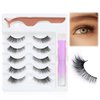 Obeyalash Natural False Eyelashes, 5 Pairs Strip Lashes Set, Eye Lashes Handmade, Natural Look Manga Lashes, Transparent Clear Band, Flutter Spiky Volume Eye Lash 7-10mm