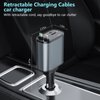 Retractable Car Charger, 4 in1 Fast Car Phone Charger 120W, 2.7Ft Retractable Cables and 4 Electronic Ports, Car Charger Compatible for iOS & Android Cell Phones All Device Charging