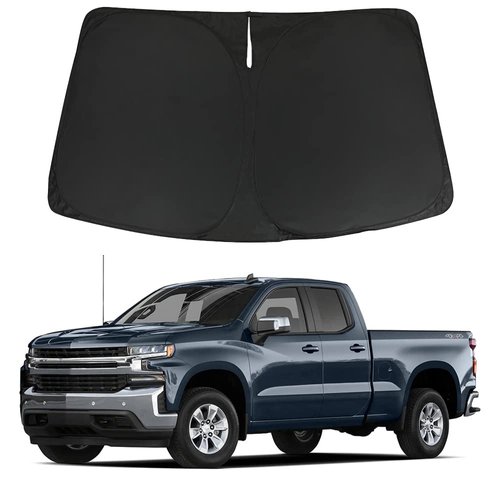 D-Lumina Windshield Sunshade Compatible with 2019 2020 2021 2022 2023 2024 Chevrolet Silverado 1500 (Regular cab, Crew cab, Double Cab 2/4 Door) - Foldable Front Window Sun Shade Shield Protector