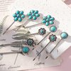 Framendino, 9 Pack 3 Styles Western Turquoise Flowers Hair Clips Turquoise Retro Hair Pins Cowgirl Hair Accessories for Women