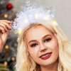 BARTOSI Light Up Christmas Snowflake Headband Xmas Headbands LED Snowflakes Hair Band Christmas Hair Accessories for Women
