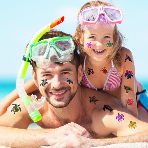 Generic Sea Turtle Temporary Tattoos - Under The Sea Themed Stickers for Kids Birthday Party Supplies, Decorations, Favors, and Prizes - Gifts for Boys and Girls (100 PCS), Blue