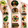 96 PCS Happy Juneteenth Freedom Day Temporary Tattoos Theme Birthday Party Decorations Supplies Favors Decor African Americans Independence Tattoo Stickers Gifts For Kids Boys Girls School Prizes