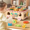 Lexza Montessori Wooden Ice Cream Dessert Cart, Shape Sorting Toys for Boys and Girls 3-6 Years Old，One Year Old Girl Birthday Gifts，Early Childhood Education Fine Motor Skills Development