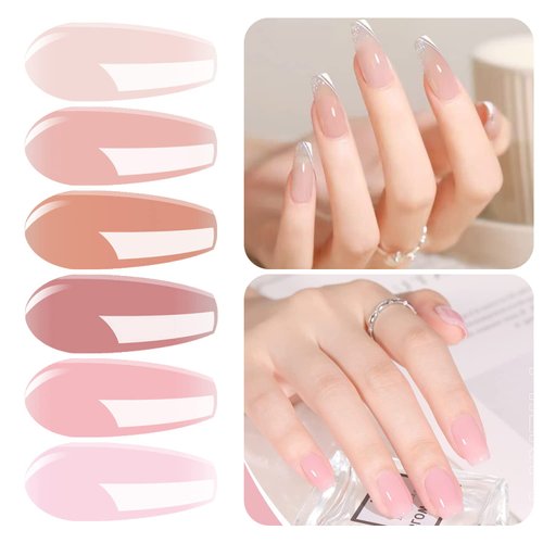 Vishine UV LED Nail Lamp Gel Nail Kit, Upgraded 40W Gel Nail Polish LED UV Light 6 Jelly Translucent Dude Neutral Colors Gel Base Top Coat Professional Nail Art Tools Accessories C088