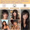 Amchoice Hair Toppers for Women Real Human Hair, Bangs Hair Clip 360° 3D Cover Human Hair Topper with Bangs, Human Hair Toppers for Women Daily (Dark Brown, 3D Wispy Bangs (5 * 9))