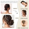 Claw Clip Messy Bun Hair Piece Curly Wavy Faux Hair Bun Extensions Synthetic Chignon Tousled Updo Hair Scrunchie Claw Clip Ponytail Hairpieces for Women（#Black Mix Medium Brown）