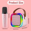 Mini Karaoke Machine for Kids, Christmas Mini Kraoke Machin Portable Bluetooth Speaker with 2 Microphone, Mini Kraoke Machine for Girls Birthday 4, 5, 6, 7, 8, 9, 10+ Year Old （Pink）