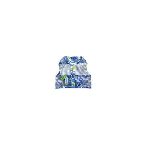 DOGGIE DESIGN Surfboard Blue and Green Cool Mesh Dog Harness with Matching Leash (Small)