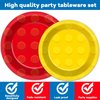 96Pcs Building Block Plates and Napkins Birthday Party Supplies Bricks Paper Dessert Plates Forks Building Block Tableware Set Disposable for 24 Guests Kids Boys Birthday Baby shower Party Decorations