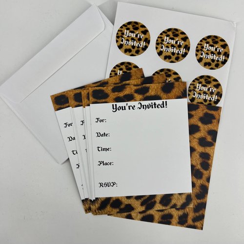Cheetah Print Invitations - Animal Print Design - Party Supplies - Any Occasion or Event