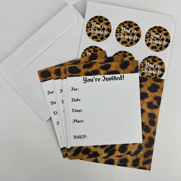 Cheetah Print Invitations - Animal Print Design - Party Supplies - Any Occasion or Event