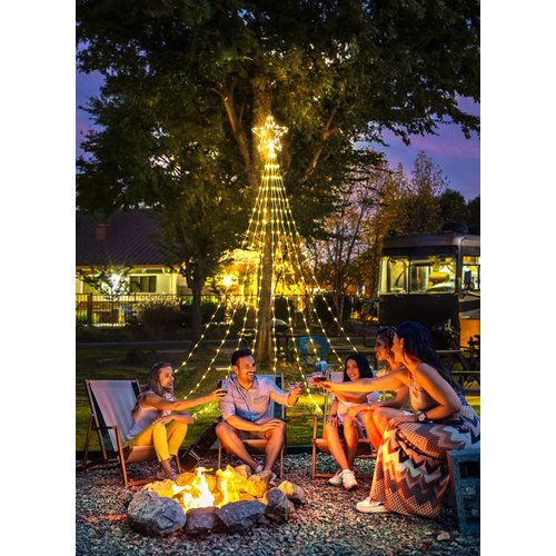 Christmas Decorations Star String Lights - 344 LED 11.8ft 9 Strands Waterfall Tree Lights with Topper Star, 8 Lighting Modes Christmas Lights Indoor Outdoor Decorative for Wedding Yard Party Home