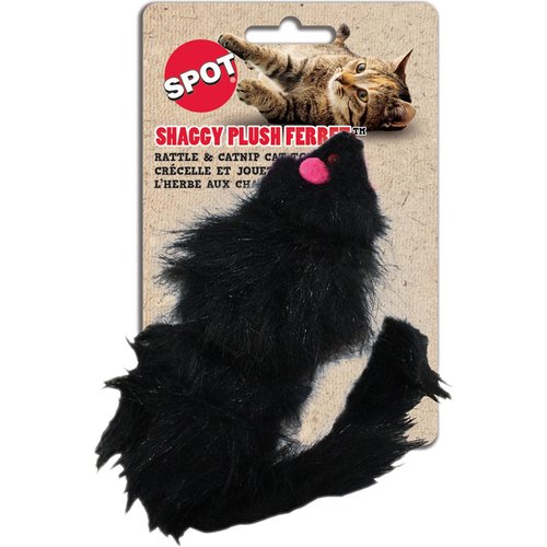 Shaggy Plush Ferret Cat Toy with Catnip &amp; Rattle