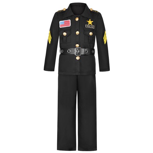 Frekuyrt Kids Police Costume Deluxe Police Officer Costume Cop Outfit Set for Boys Girls Halloween Cosplay Dress Up (10-12 Years)