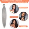 ADIASAI Braiding Hair Pre Stretched 16 Inch 3 Packs, Grey Pre stretched Braiding Hair for Professional Braiding Hair Extensions, Hot Water Setting Yaki Texture Synthetic Hair